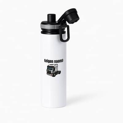 Hacebo® - vrachtwagen kop stuk met eigen naam waterfles met draaidop grijs - Vrachtwagen chauffeur - vrachtauto chauffeurs - iemand die houdt van vrachtwagens - verjaardag - cadeau - kado - geschenk - water fles - 850ML