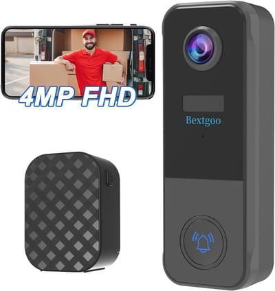 Draadloze Deurbel met Camera en AI Menselijke Detectie | 4 MP FHD Nachtzicht, Bidirectionele Audio