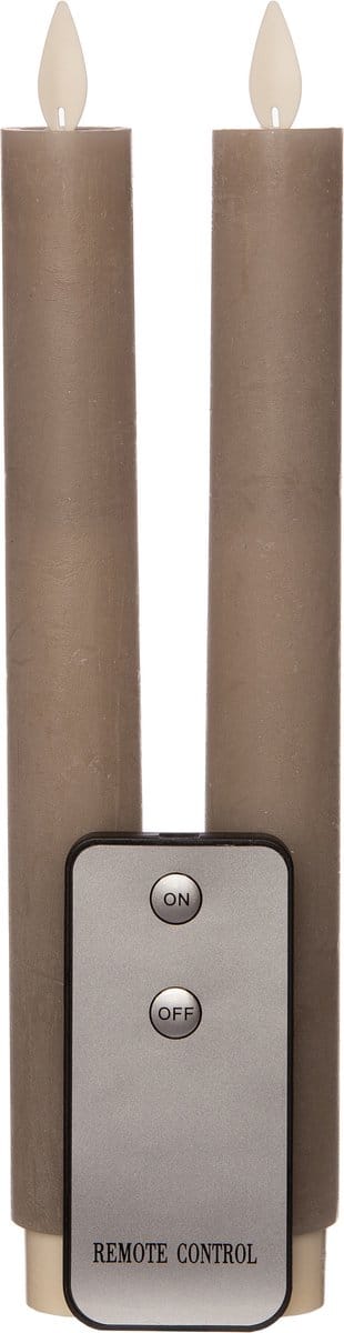 Anna's Collection LED dinerkaarsen - grijs - 2x st - 23 cm - met afstandsbediening - kaarsen