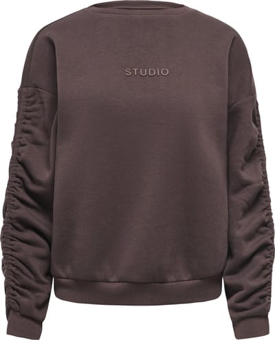 Only Trui Onlsweat L/s Ruched Crew Swt 15382073 Coffee Bean/brown Stud Dames Maat - S