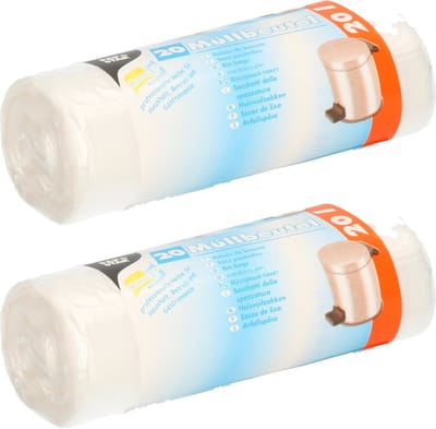 Papstar 40x stuks afvalzakken/vuilniszakken - 20 liter - transparant - Prullenbak zakken