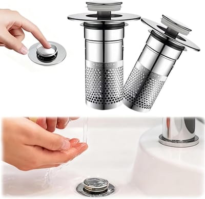 Verwijderbare wastafelkappen, duurzame filters voor badkamer en keuken, insectenbescherming en geurfilter, set van 2
