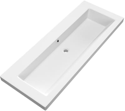 Brauer Solar Medium Wastafel - 120 cm - met 1 Spoelbak en 0 Kraangaten - Mineraalmarmer Mat Wit