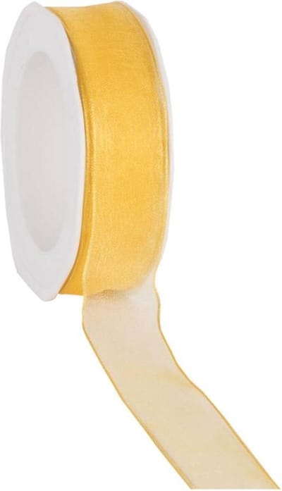 Wired organzalint Geel – 25 mm × 20 m – Organza