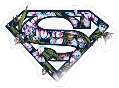 Superman S Schild Met Bloemen Sticker maat S (10 x 10 cm)