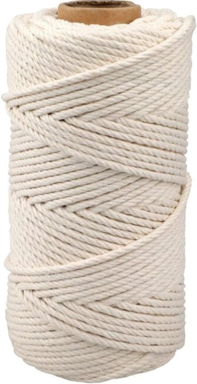 Witte Macramé Katoenen Touw 4mm - 100m Duurzaam Touw voor Wanddecoratie, DIY Projecten en Handgemaakte Kunst