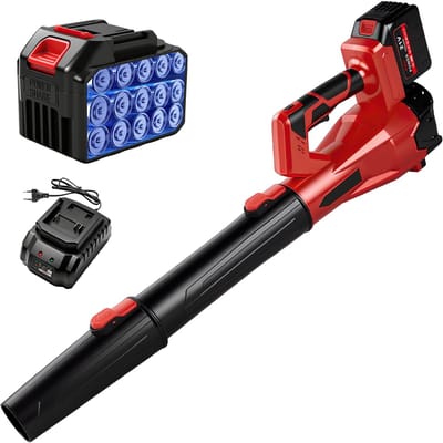 Accu Blazer - 6 versnellingen Handblazer - Draadloze Bladblazer met accu - 21 V Elektrische stofblazer - 1300 mAh accu's - 61 m³/h - Draagbare Turbo Blower voor gazononderhoud, bladeren, stof en sneeuw - Elektrische Bladblazer