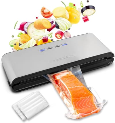 Vacumeermachine - Voedsel Sealer - Voedsel Bewaren - RVS Behuizing - 18 Zakken - Zwart