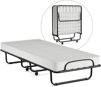 Opklapbed met matras - Logeerbed inklapbaar - Extra slaapplek - Traagschuim matras - 190 x 80 cm - Wit