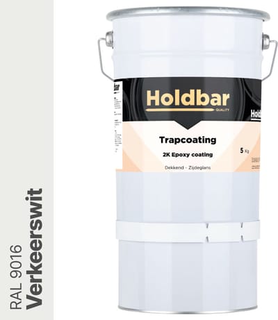 Holdbar Trapcoating Verkeerswit (RAL 9016) 5 kg - Trapverf - Slijtvast - Trap Verven - Gemakkelijk Schoonmaken - Bestand tegen zware belastingen