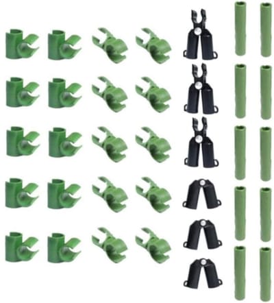 longziming -Planten Klimsteun Set - Tuinbouw Clip Systeem - Plantenondersteuning - Verstelbare Draaibare Gewrichten - Roestvrij Voor Vochtige Omgevingen - Stabiele Fixatie Voor Snelle Groei - 36 Stuks