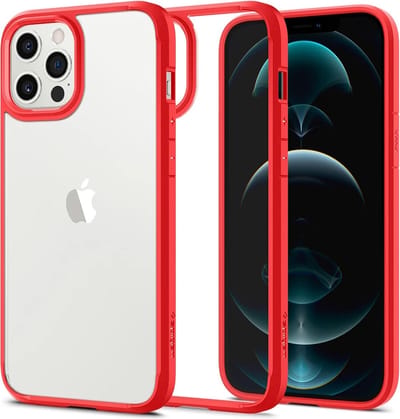 Spigen Ultra Hybrid Apple iPhone 12 Pro Max Hoesje Transparant/Rood