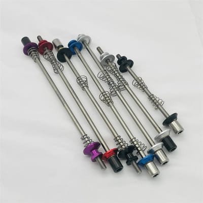 Fiets Snelspanner - Titanium Assen - Wiel Bevestigen - Ultralicht Metaal - 100 mm - Blauw