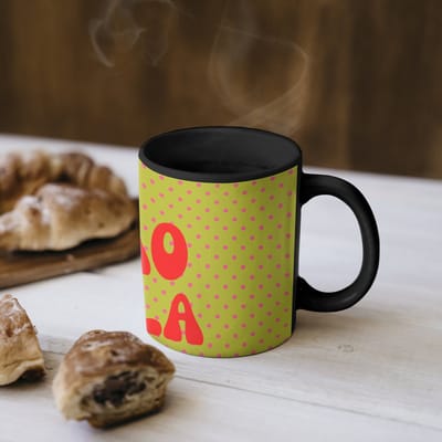 Magische Mok - Foto op Warmte Mokken - Koffiemok - Ciao bella - Rood - Groen - Stippen - Magic Mok - Beker - 350 ML - Theemok - Mok met Tekst