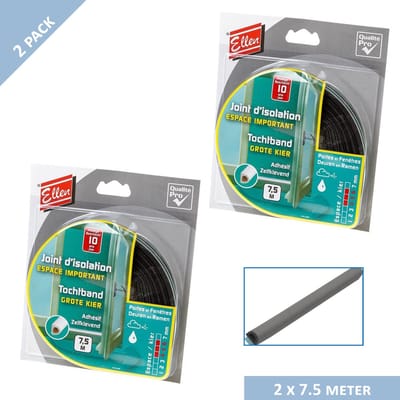 Ellen tochtband - D-profiel - 8 x 6 mm - 15 mtr - Zwart