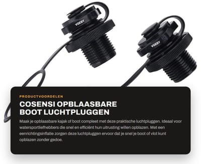 Dailygoods- Luchtplug - 2 Stuks - Eenrichtingsventiel - Opblaasbare Boot/Kajak - Snelle Inflatie - Hoogwaardige ABS Kunststof - Opblaasventiel
