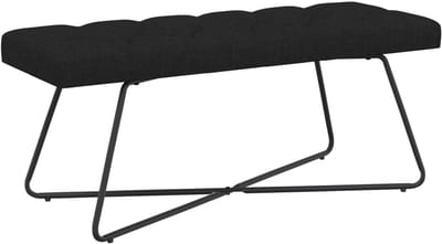 vidaXL - Bank - met - knopen - tufting - Zwart - 110 - x - 40 - x - 46 - cm - Stof