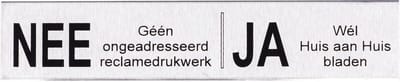 RVS Nee Ja brievenbus sticker I Ja-Nee sticker Geen reclame RVS look "Ja Nee" bordje als sticker