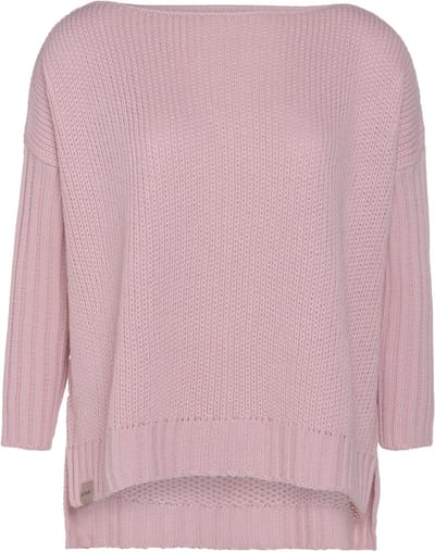 Knit Factory Kylie Gebreide Dames Trui - Trui dames winter - Pullover dames - lange mouw - Wintertrui - Damestrui - Boothals - Roze - 36/44