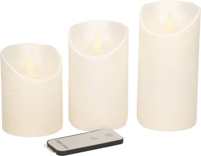 Anna's Collection Stompkaarsen - 3x st - creme/parel wit - LED kaarsen - afstandsbediening