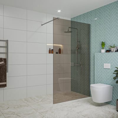 FugaFlow Eccelente Vetro inloopdouche badkamer - 120x200cm - rookglas - wandarm - chroom