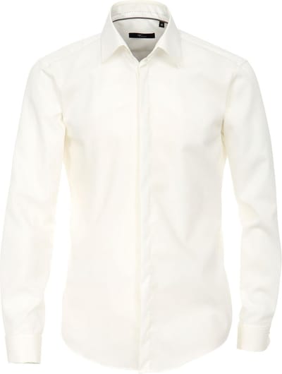 VENTI modern fit smoking overhemd - dubbele manchet en Kent kraag - popeline - beige - Strijkvrij - Boordmaat: 37 (EU maat: S)