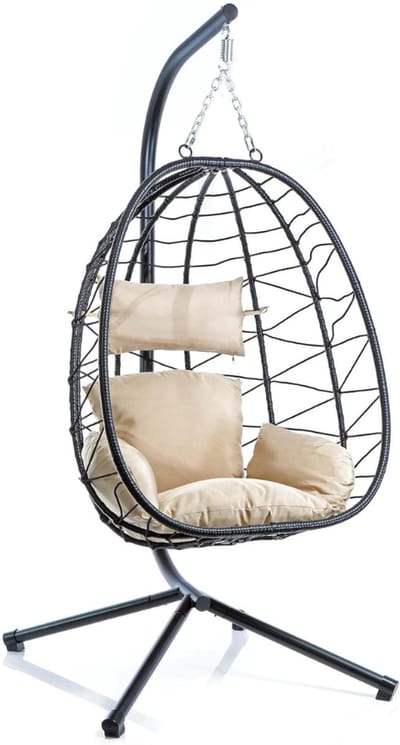 Core® Hangstoel Cocoon - Egg Hangstoel – Hang Stoel Met Standaard – Zwart - 197cm x 95cm x 95cm