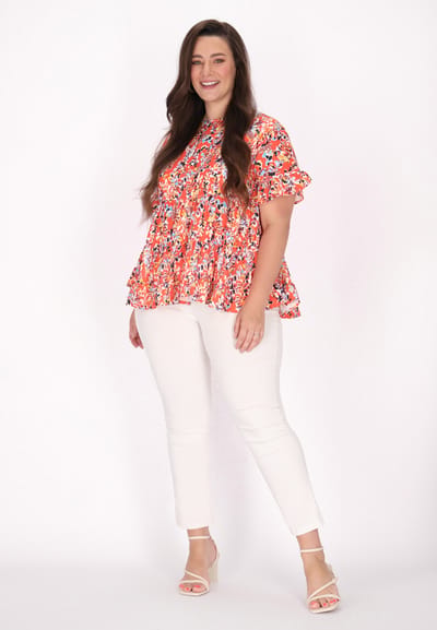 IZIA Grote maat blouse vrouwen oranje