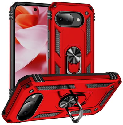 Coverup Hoesje - Geschikt voor Google Pixel 9a Hoesje - Coverup Armor Ring Kickstand Back Cover - Rood