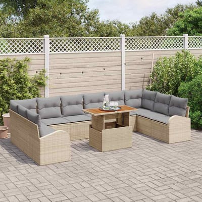 vidaXL - Tuinbank - Set - 11 - st - beige - en - lichtgrijs