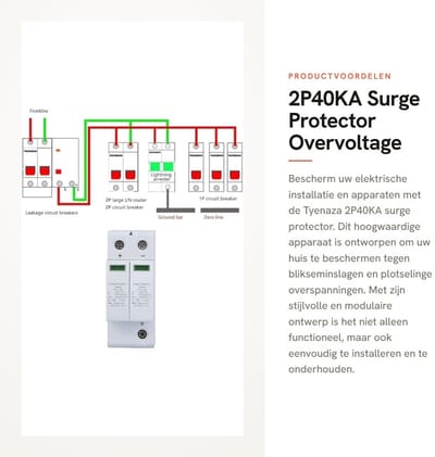 Dailygoods - 2P40KA Surge Protector - Overvoltage Bescherming voor Thuis - 40A 1000V