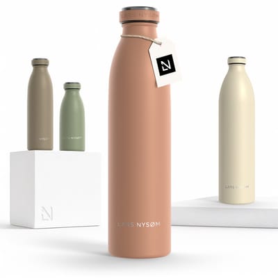 LARS NYSØM Ren Roestvrijstalen drinkfles 750ml - BPA-vrije geïsoleerde waterfles 0,75 Liter (Blush Rose)