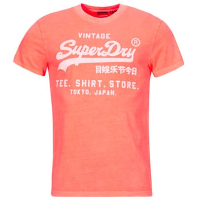 Superdry Vintage Logo Neon T-shirt met Relaxte Pasvorm Cream Grootte: S