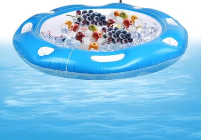 Opblaasbare speeltafel - Drijvende kaarttafel - Waterpret spelen - Inclusief bekerhouders - 100 x 100 cm - Meerkleurig