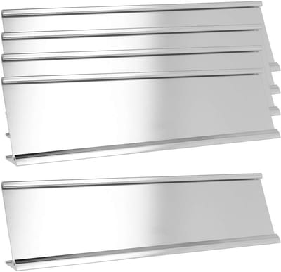 Naamplaathouder Bureau - Naambordje Houder - Kantoor Inrichting - Stevige Aluminium Constructie - 2x8 Inch - Zilver