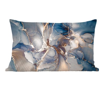 Sierkussens - Kussentjes Woonkamer - 60x40 cm - Marmer - Grijs - Blauw - Luxe - Goud
