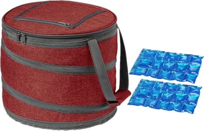 Opvouwbare koeltas rood/grijs met 2 stuks flexibele koelelementen 15 liter