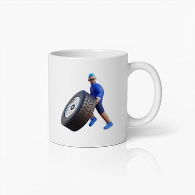 Sterke Man Bandenflip Mok – Motiverende Fitness Cartoon Beker voor Sportschoolliefhebbers