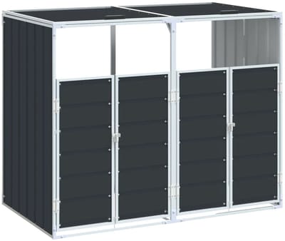 Kliko ombouw - UV-bestendig - Container - Berging - 2 Afvalbakken - Roestvrij staal- Weerbestendig - Antraciet