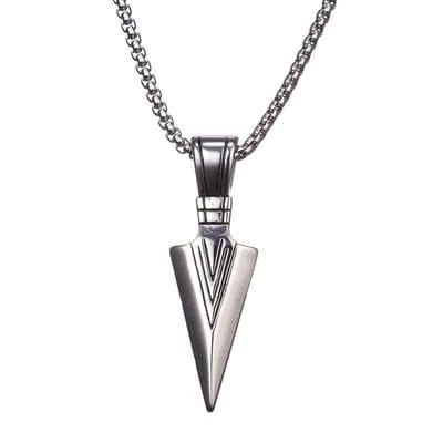 Pijlpunt Heren Ketting met Hanger Zilver kleurig - Kettingen - Papa Cadeau Voor Mannen - Vaderdag