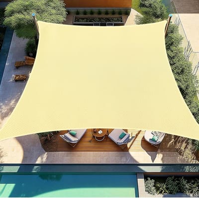 Schaduwdoek 2x3m - Rechthoekig - Waterdicht - Schaduwdoek - Duurzaam - Zonnescherm voor patio's met UV-bescherming - Buitenzonwering - Voor feestjes, achtertuin, gazon (beige)