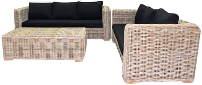 Nissah 2,5-zits bank loungeset 3-delig rotan