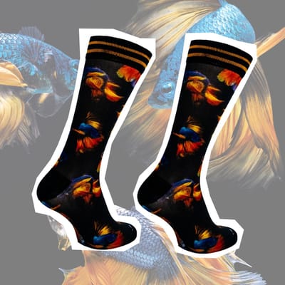 Sock My Feet - Maat 43 -46 - Sock My Exotic Fish - Funny Socks - Vrolijke sokken - Leuke sokken - Fashion statement - Gekke sokken - Grappige cadeaus - Socks First