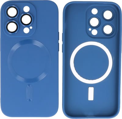 Hoesje Geschikt voor iPhone 12 Pro - Back Cover - MagSafe Hoesje met Camera Beschermer - Navy