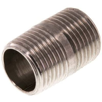 R 1/2'' RVS Dubbele Pijpnippel 20 Bar DIN 2982 - 30mm