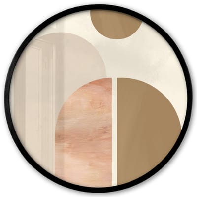 Poster in lijst Rond - Fotolijst 40x40 cm - Posters - Abstract - Design - Roze - Ronde posterlijst zwart - Decoratie - Wanddecoratie woonkamer - Muurdecoratie slaapkamer