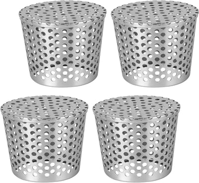 4 Stuks Roestvrij Stalen Afvoerbuisbeschermers, 75-90 mm, Bladfilter voor Dakgoot en Terrasrooster, Bescherming tegen Bladeren en Takken
