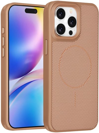 Carbon Fiber Backcover Geschikt voor: iPhone 15 Pro Max – AntiShock Schokbestendig – Krasbestendig – Slank & Stijlvol Ontwerp – Premium Bescherming - Bruin