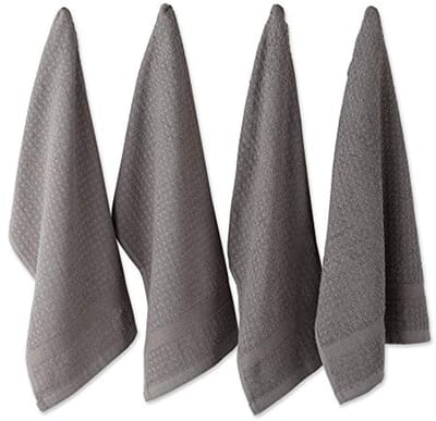 Theedoeken set van 4 - 100% katoen wafeldoek 38 cm x 66 cm grijs