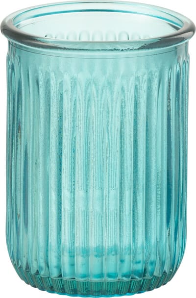 J-Line vaas Stripe - glas - blauw - Ø 14.5 cm